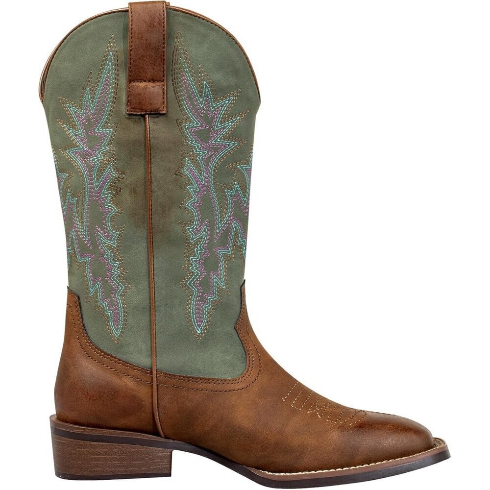 SheSole Western Boots Women's Brown Tan Faux Leather Square Toe Wide Mid Calf - Picture 8 of 9